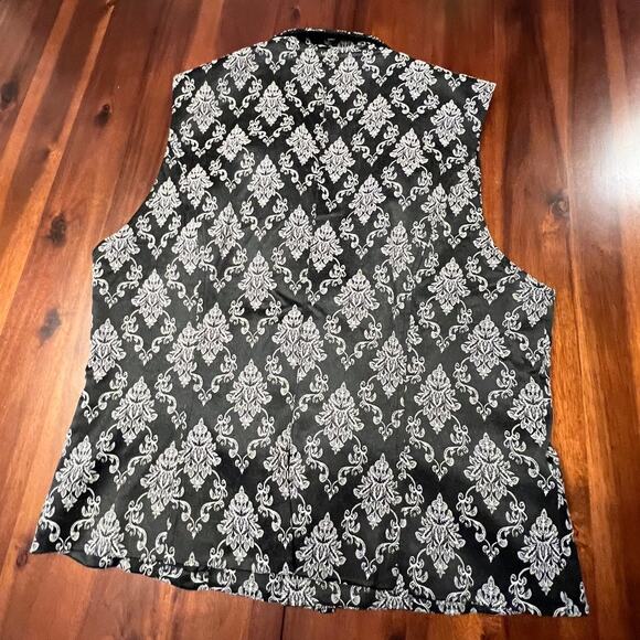 Punk Rave Gothic Brocade Waistcoat Vest Black Silver Damask Pattern Men’s Size M - Picture 4 of 4
